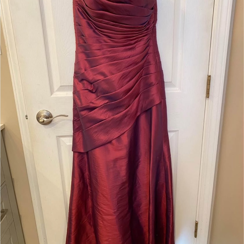 Mori Lee Strapless Burgundy Dress